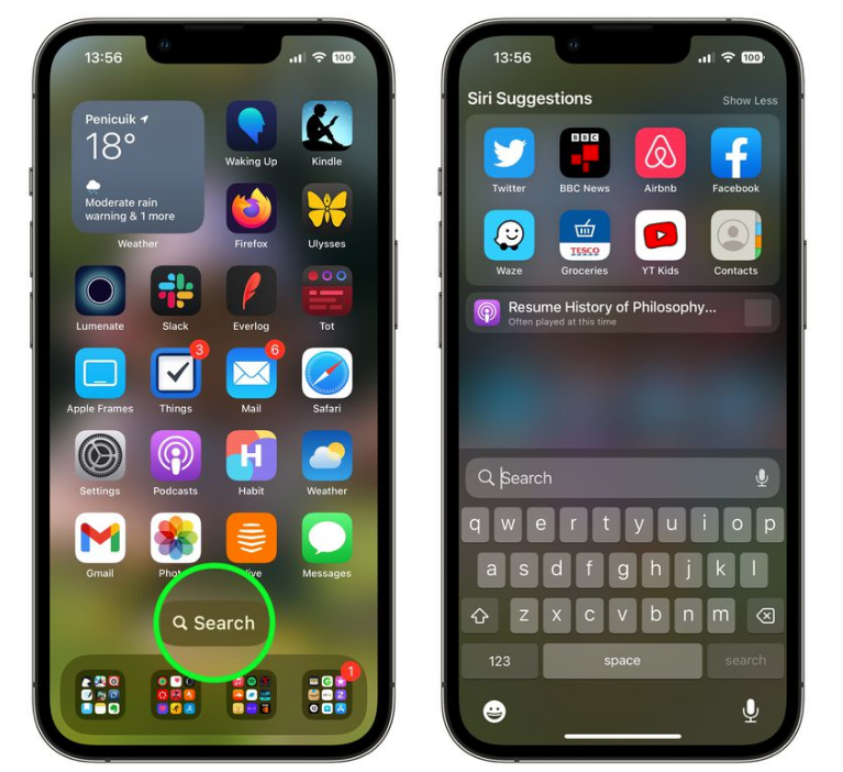宁海苹果手机维修分享升级到 iOS 16 后，如何删除主屏幕上的搜索按钮 